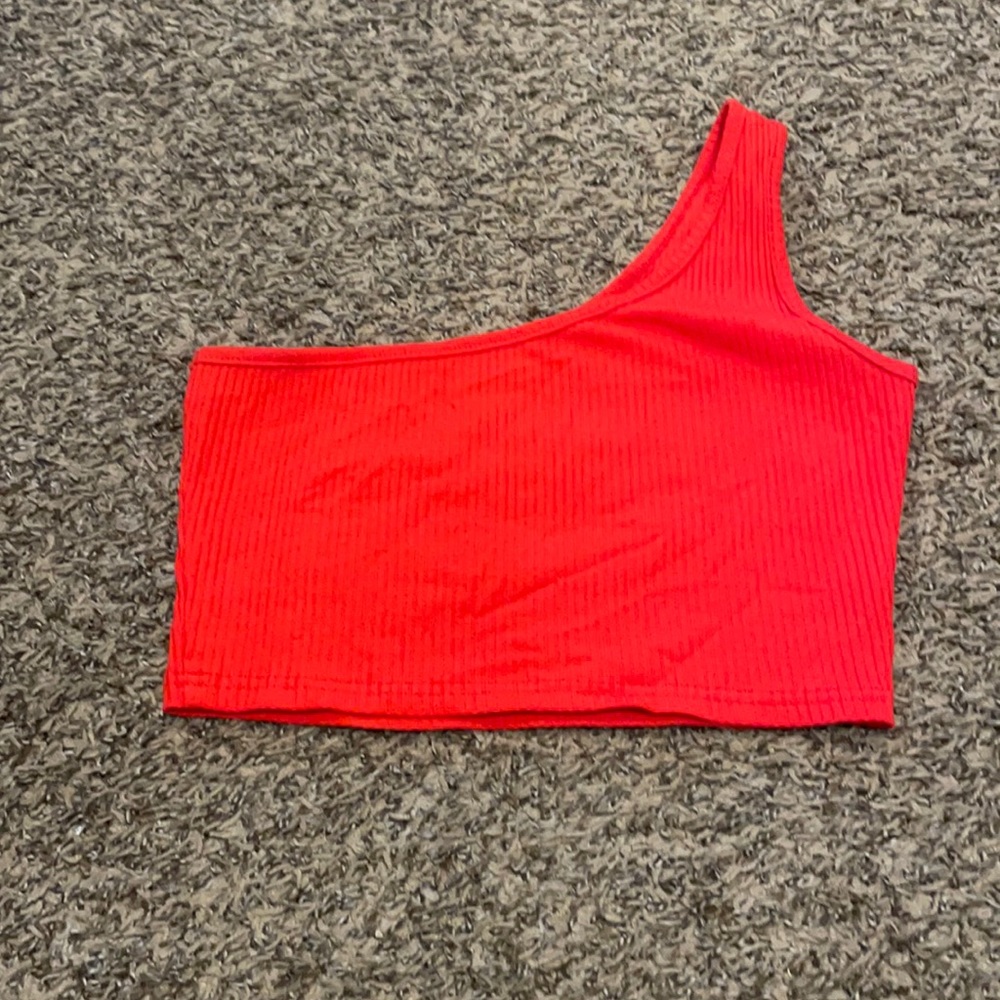 One Shoulder Rib-Knit Crop Top